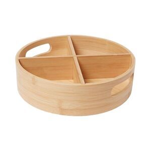 Brightroom Bamboo 4 Compartment Lazy Susan Turntable with Dividers